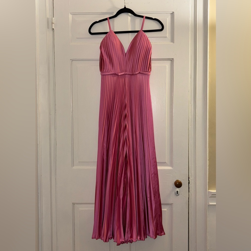 Ieena by Mac Duggal Pleated Wide Leg Sleeveless Prom Formal Jumpsuit